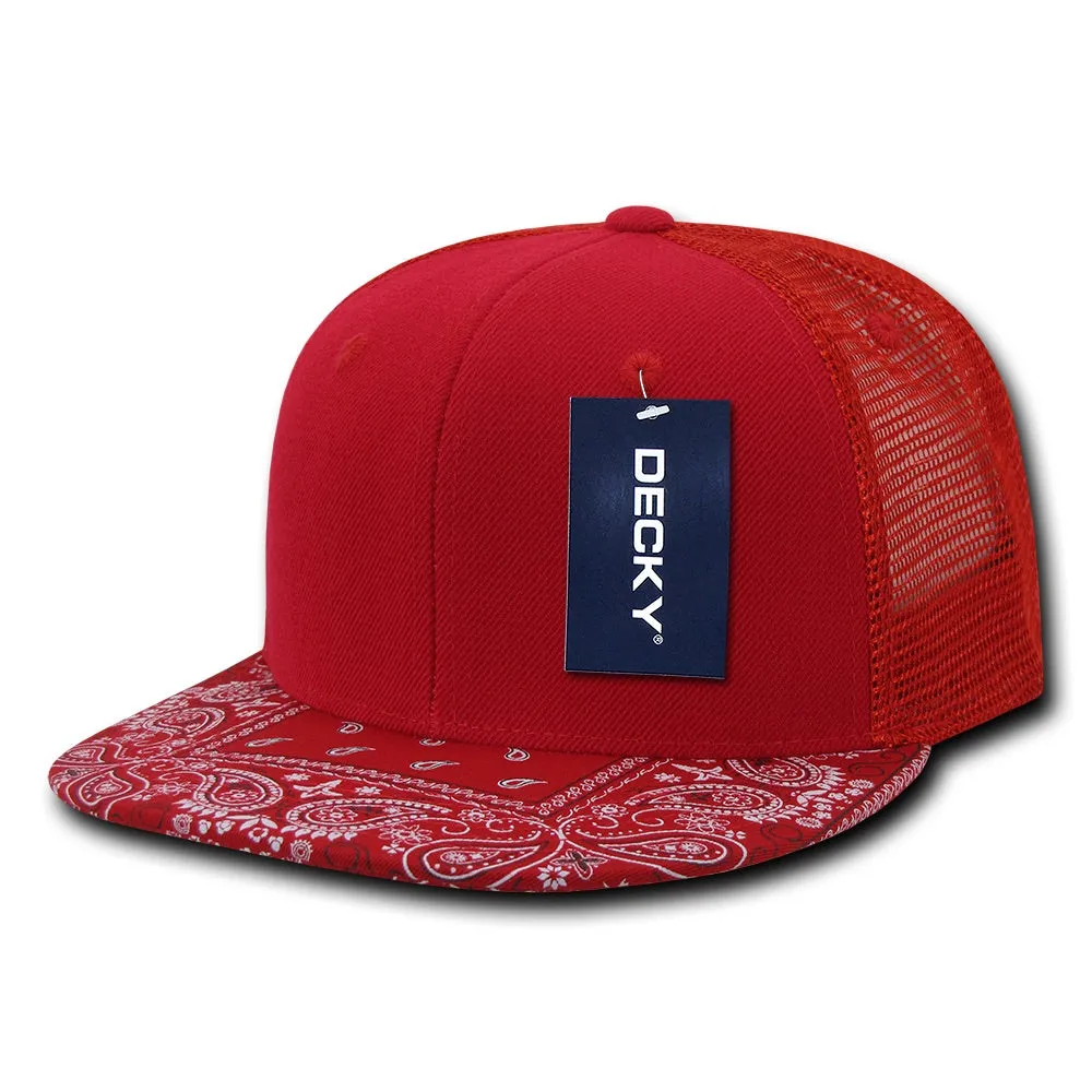 Decky 1083 Bandanna Bill Trucker Hat, 6 Panel Paisley Trucker Cap