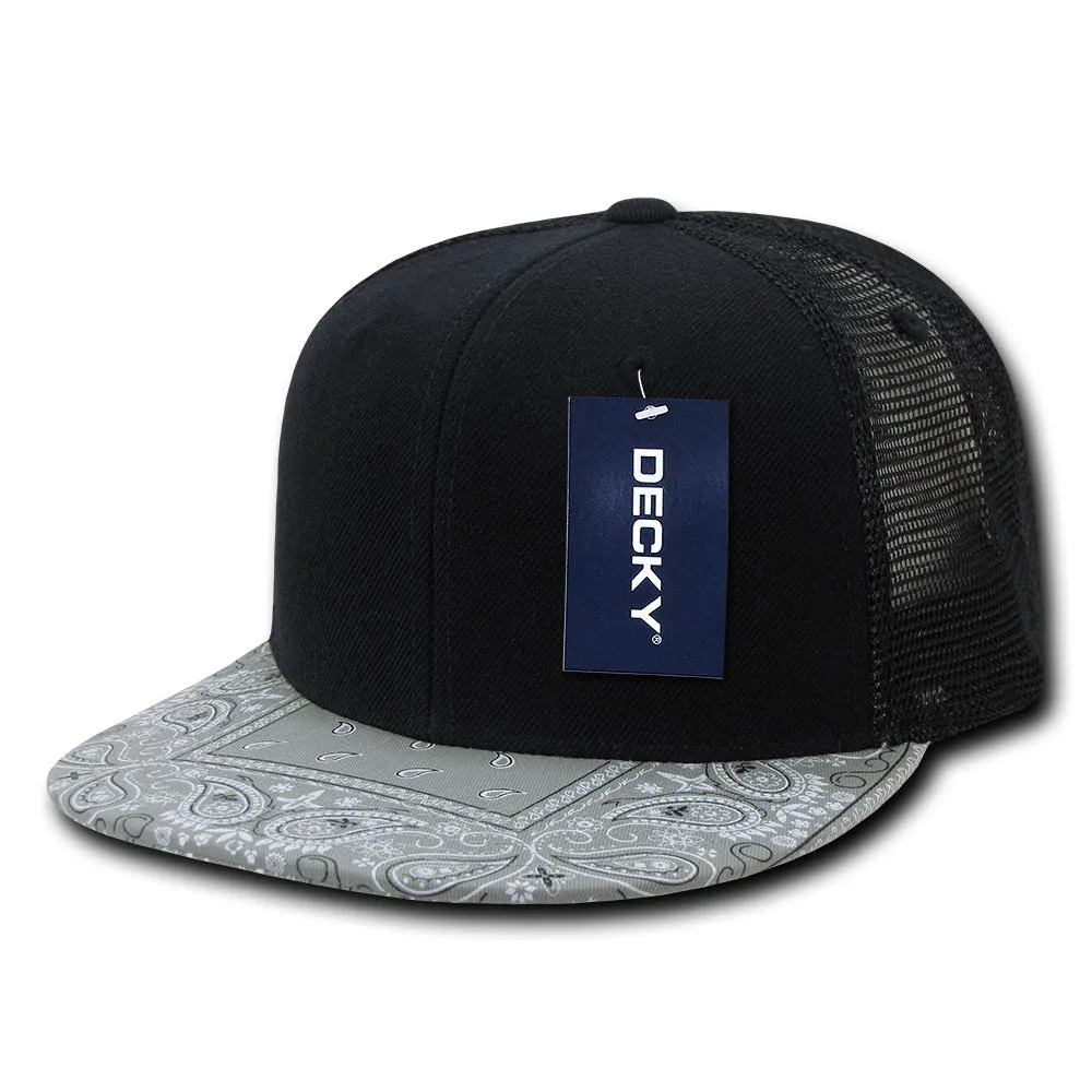 Decky 1083 Bandanna Bill Trucker Hat, 6 Panel Paisley Trucker Cap