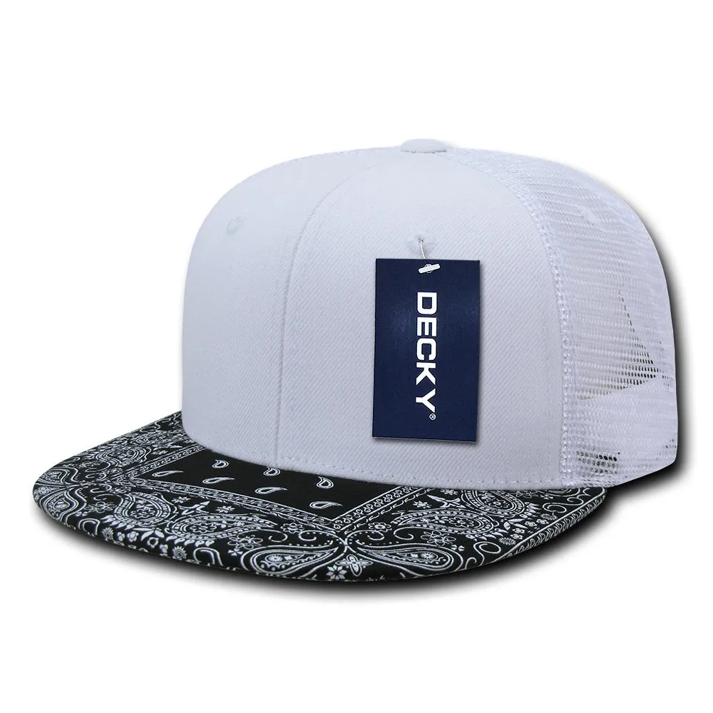 Decky 1083 Bandanna Bill Trucker Hat, 6 Panel Paisley Trucker Cap