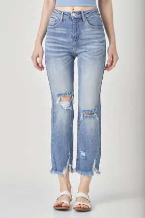 Distressed Dark Washed Denim Jeans