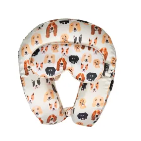 Dog Satin Memory Foam Neck Pillow and Satin Eye Mask Set