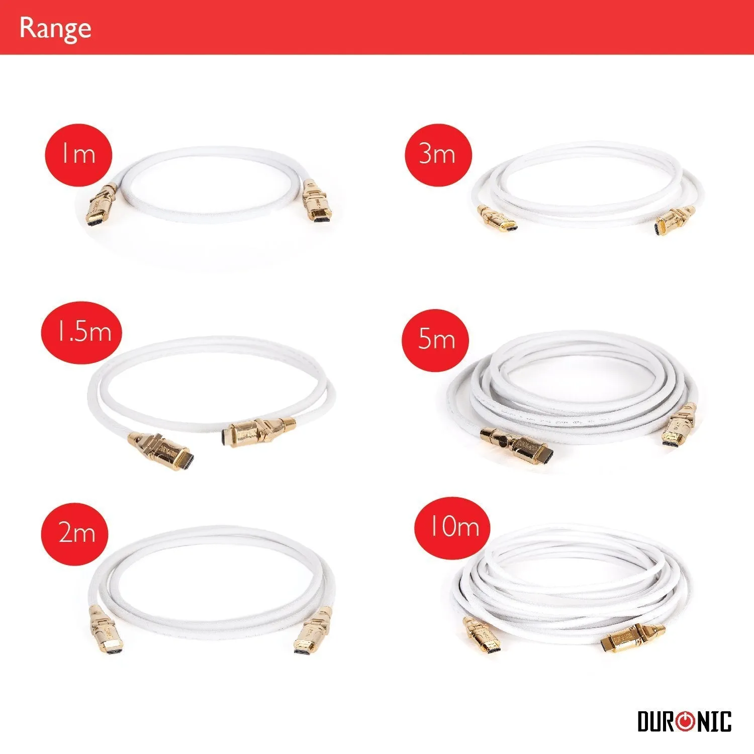 Duronic HDMI Cable [ HDC01 /10] | 10 Metre | WHITE | 1080p High Speed HDMI & Ethernet Lead | 24K Gold Plated Swivel Connectors | Good for PS4, PS3, Xbox, Nintendo, Sky  HD, Virgin, TV, DVD, BluRay