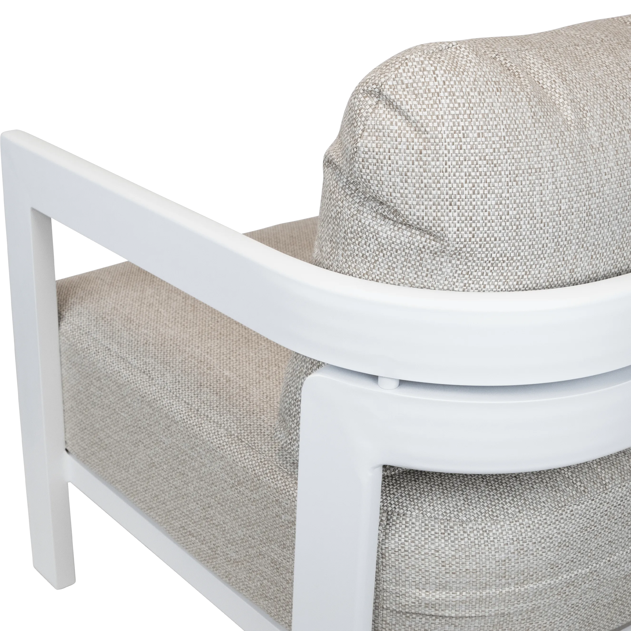 Escape 3 Seater in Arctic White with Latte Check Spun Polyester Cushions