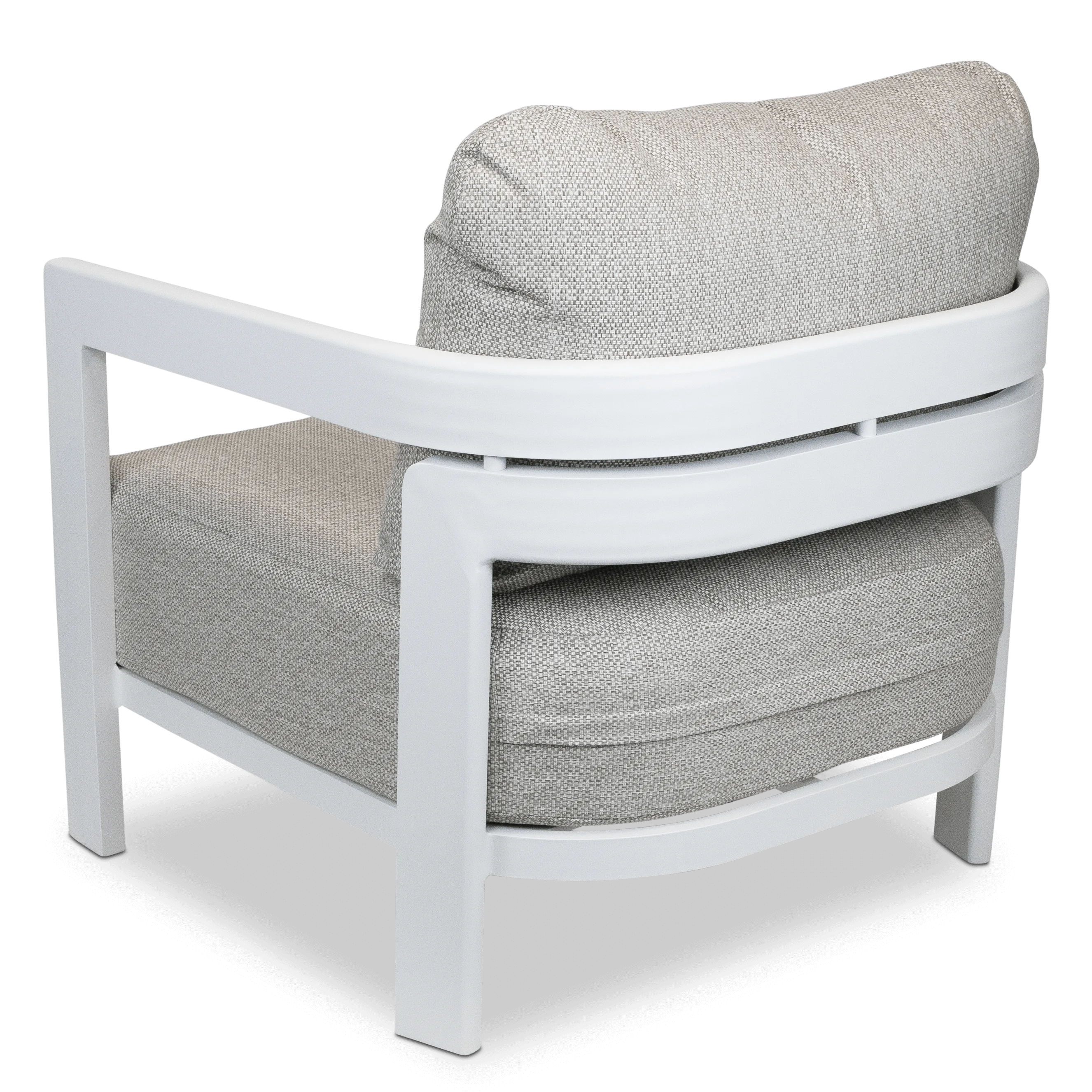 Escape Armchair in Arctic White with Latte Check Spun Polyester Cushions