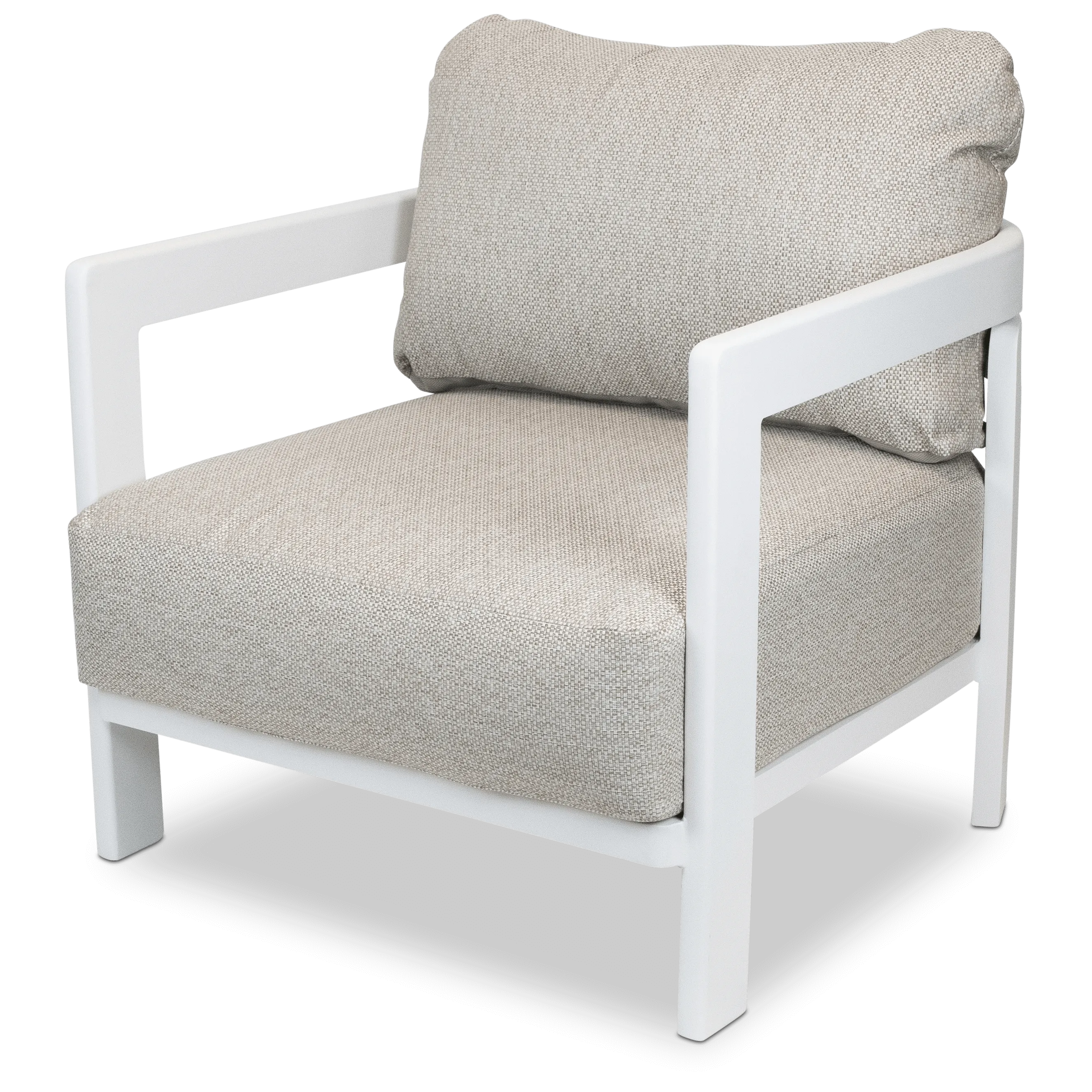 Escape Armchair in Arctic White with Latte Check Spun Polyester Cushions