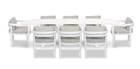 Escape Rectangle Outdoor Dining Setting in Arctic White with Aluminium Chairs