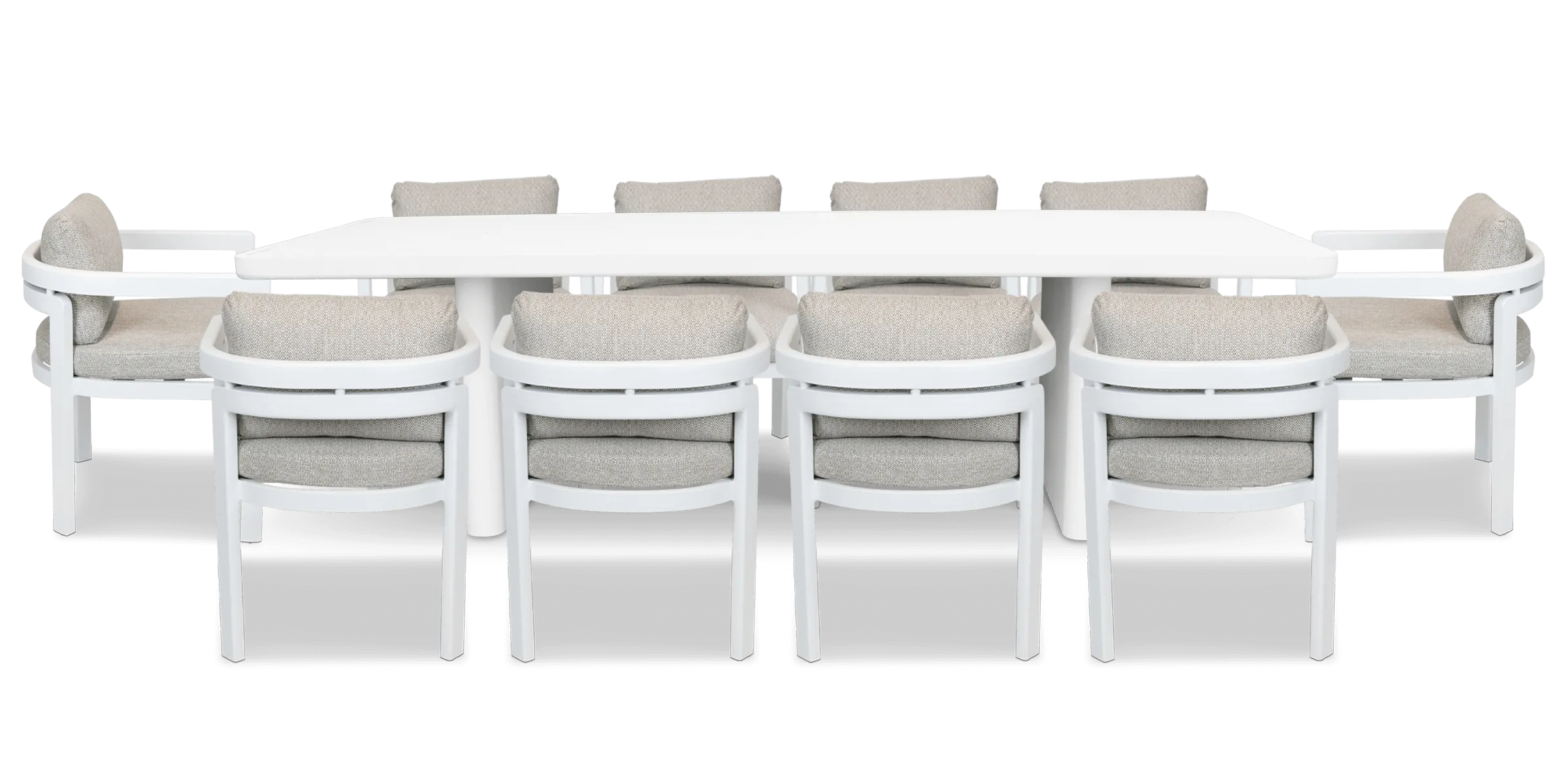 Escape Rectangle Outdoor Dining Setting in Arctic White with Aluminium Chairs