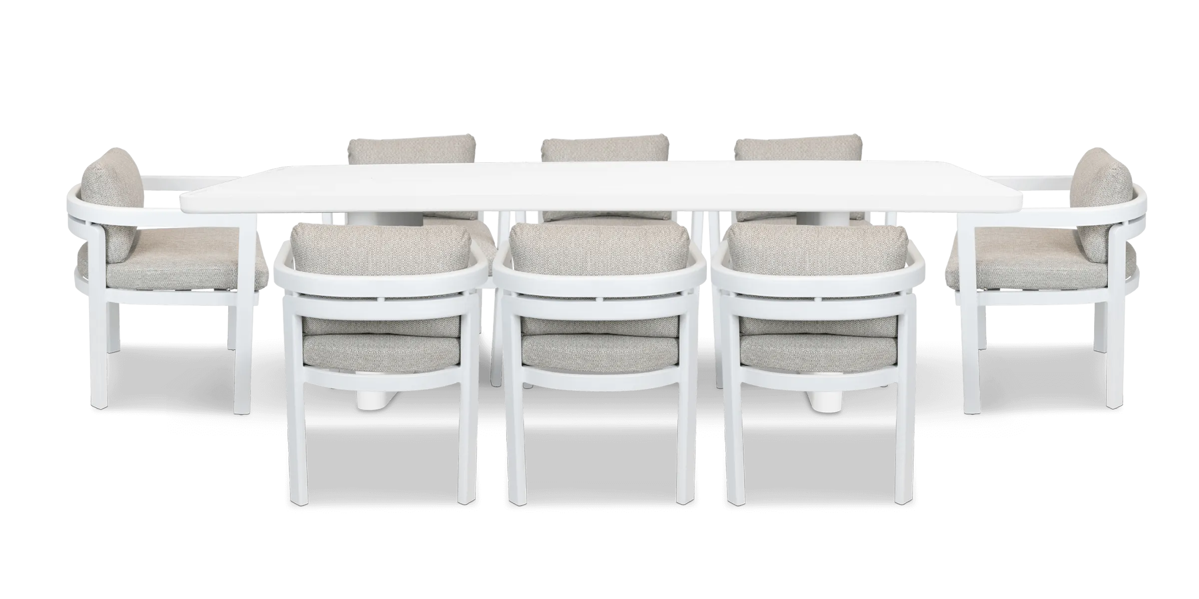 Escape Rectangle Outdoor Dining Setting in Arctic White with Aluminium Chairs