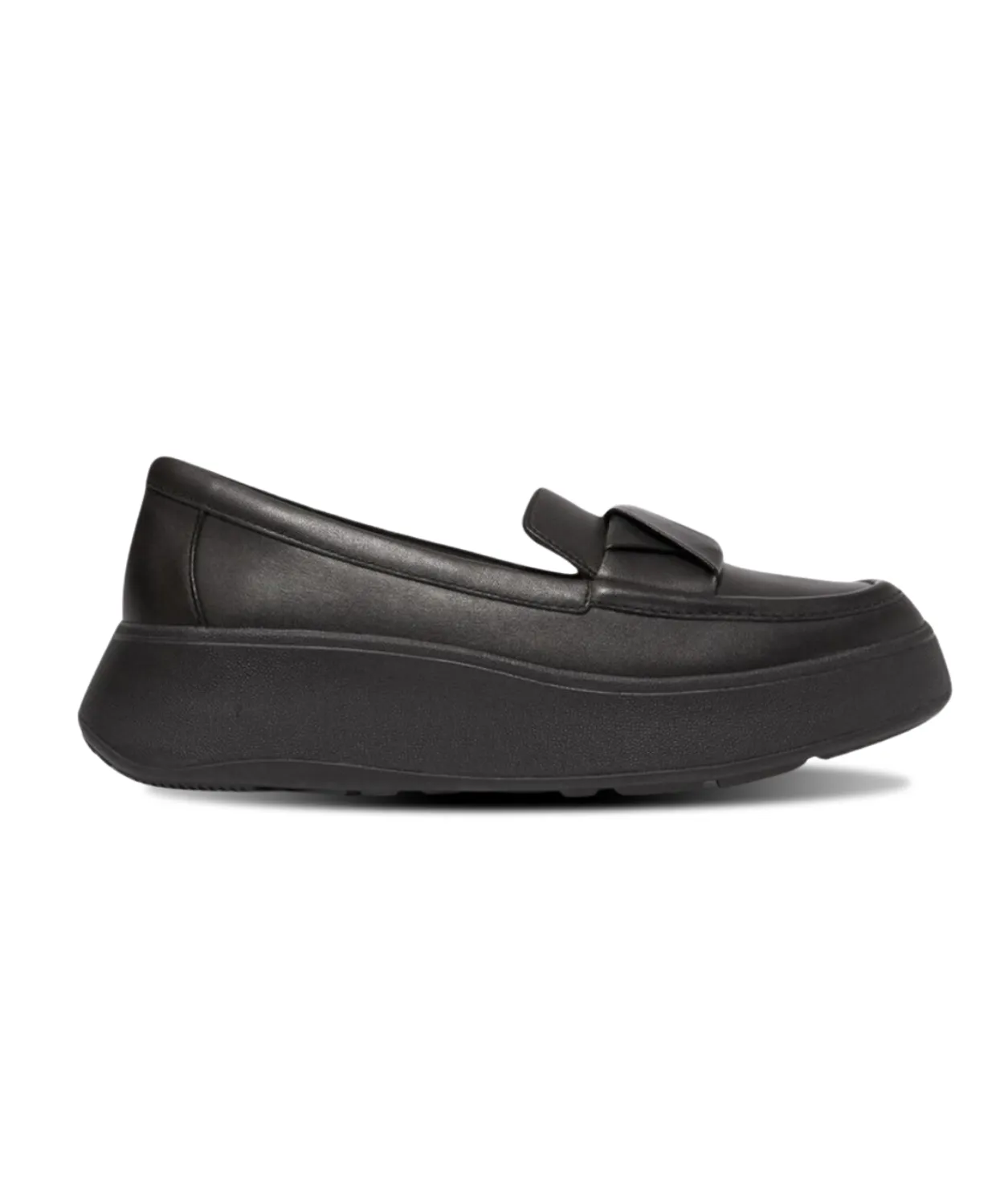 FitFlop F-mode Folded-Leather Flatform Loafers Black