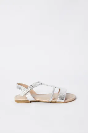 Girl Silver Braided Strap Sandal