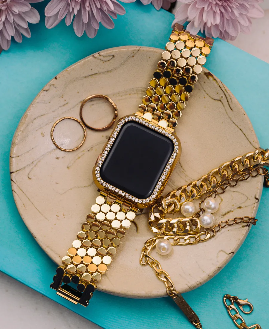 Gold Honeycomb Watch Band