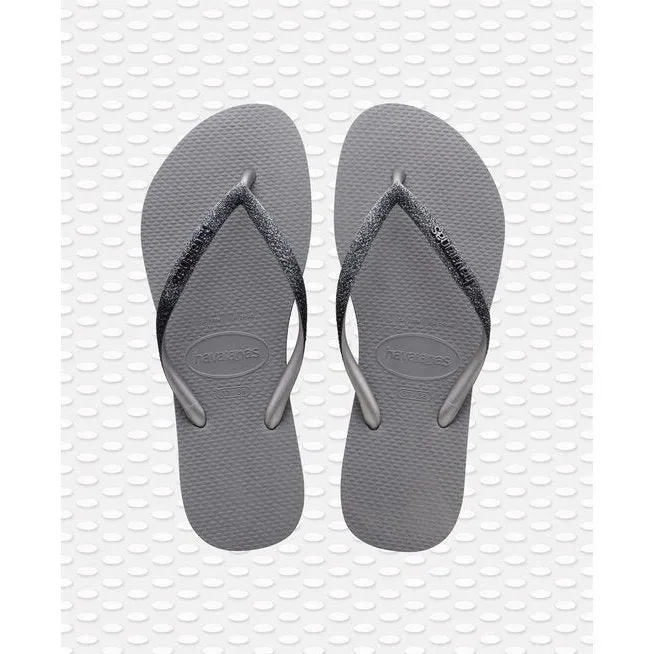 Havaianas Slim Sparkle Flip Flops - Steel Grey