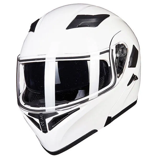 ILM Motorcycle Dual Visor Flip up Modular Full Face Helmet Model 902LED