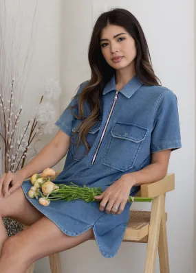 Indigo Half Zip Dress