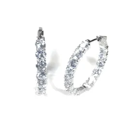 Inside-Outside CZ Hoop Earrings With Patented Secure Lock