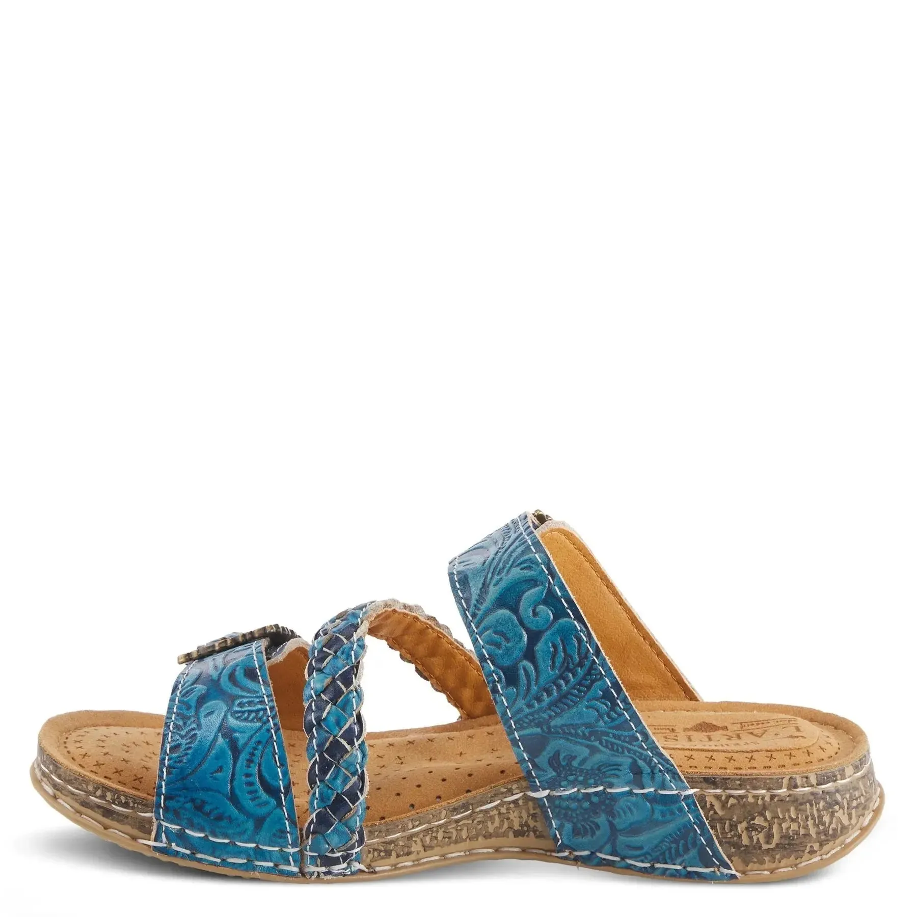 L'ARTISTE ASTRA SLIDE SANDALS - BLUE LEATHER