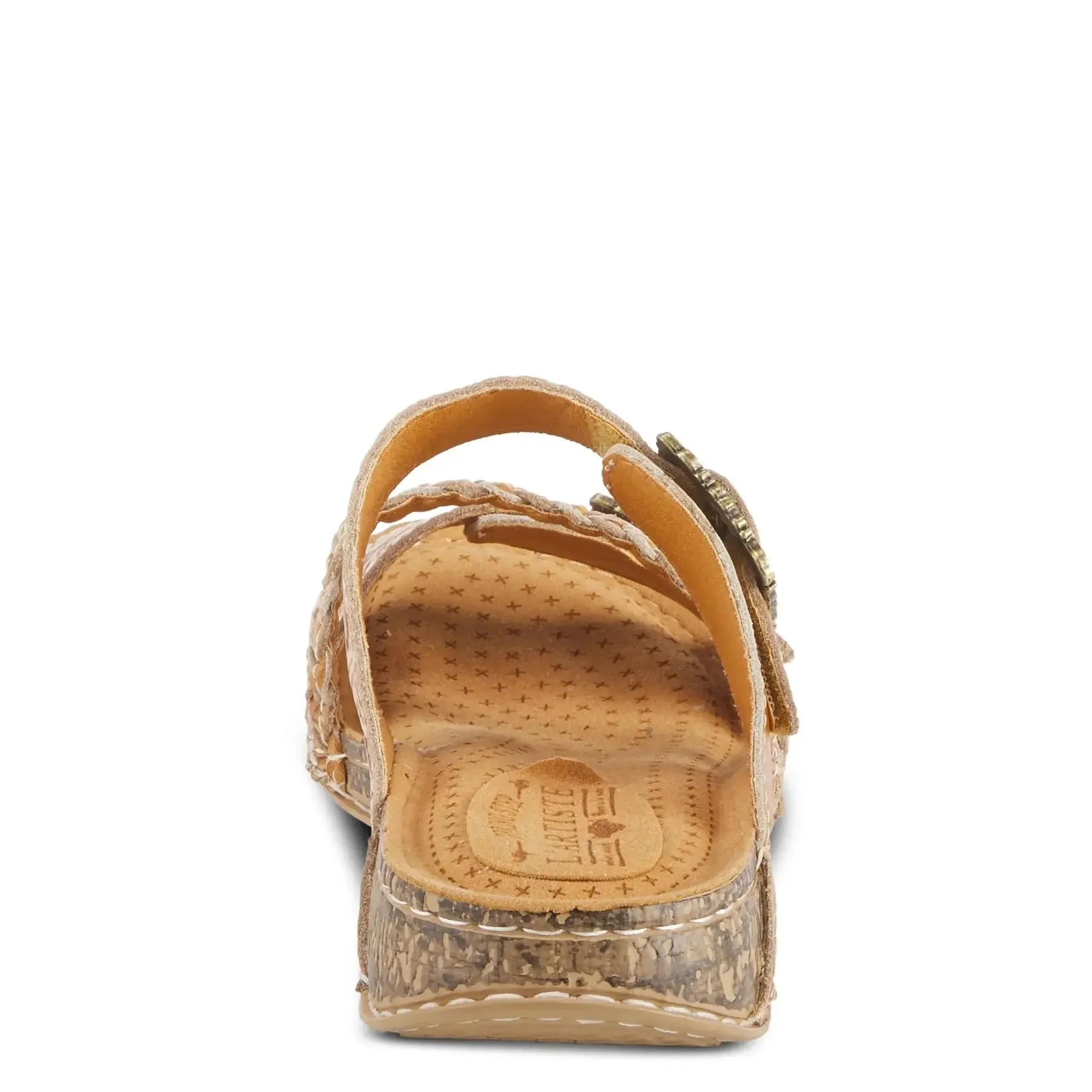 L'ARTISTS ASTRA SLIDE SANDALS - TAN LEATHER