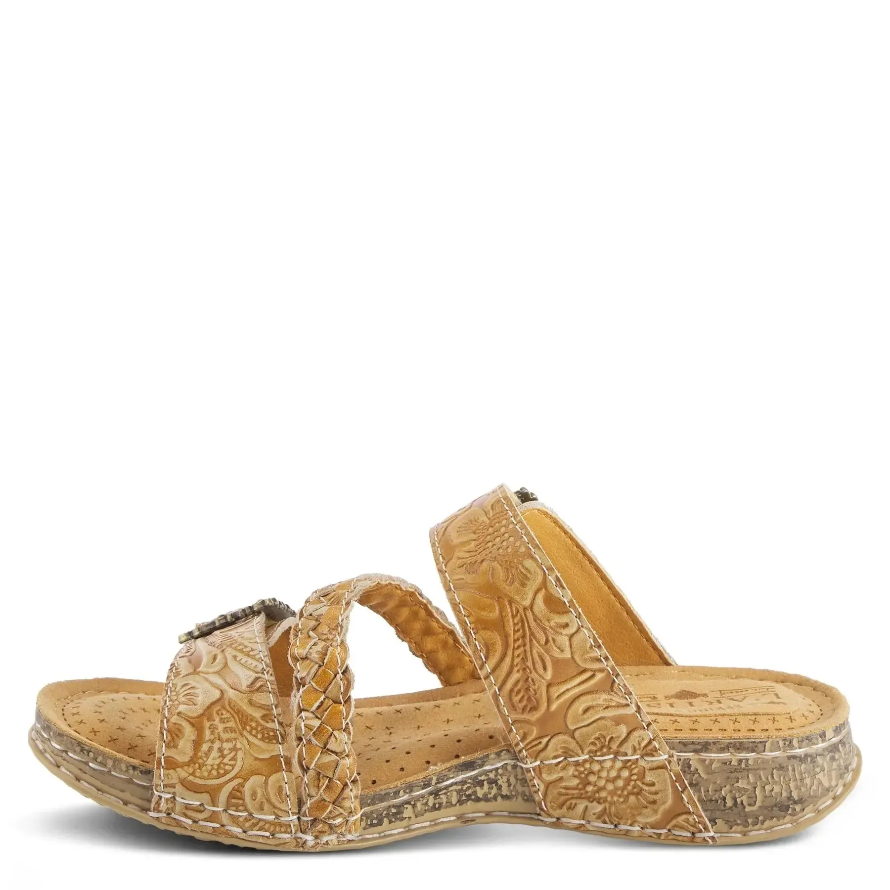 L'ARTISTS ASTRA SLIDE SANDALS - TAN LEATHER