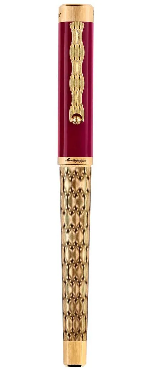 Limited Edition Montegrappa Al Tarikh Yuktab Medium Nib Maroon/Yellow Gold Fountain Pen ISZ4F3IY_Q