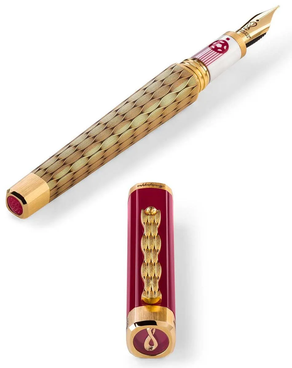 Limited Edition Montegrappa Al Tarikh Yuktab Medium Nib Maroon/Yellow Gold Fountain Pen ISZ4F3IY_Q