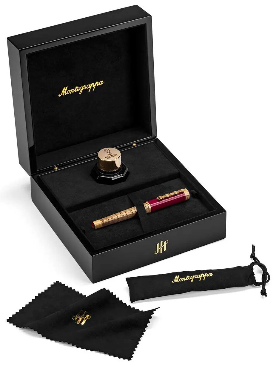 Limited Edition Montegrappa Al Tarikh Yuktab Medium Nib Maroon/Yellow Gold Fountain Pen ISZ4F3IY_Q