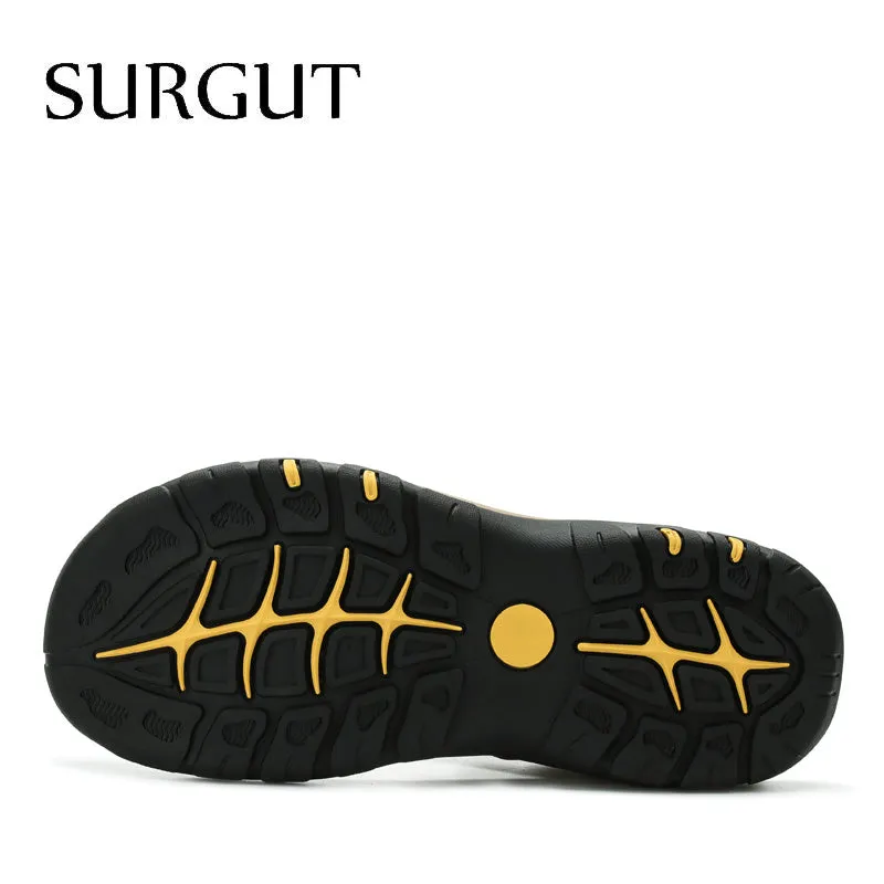 Men Sandals Genuine Leather Cowhide Male Summer Shoes Quality Beach Slippers Casual Leather Gladiator Sandals