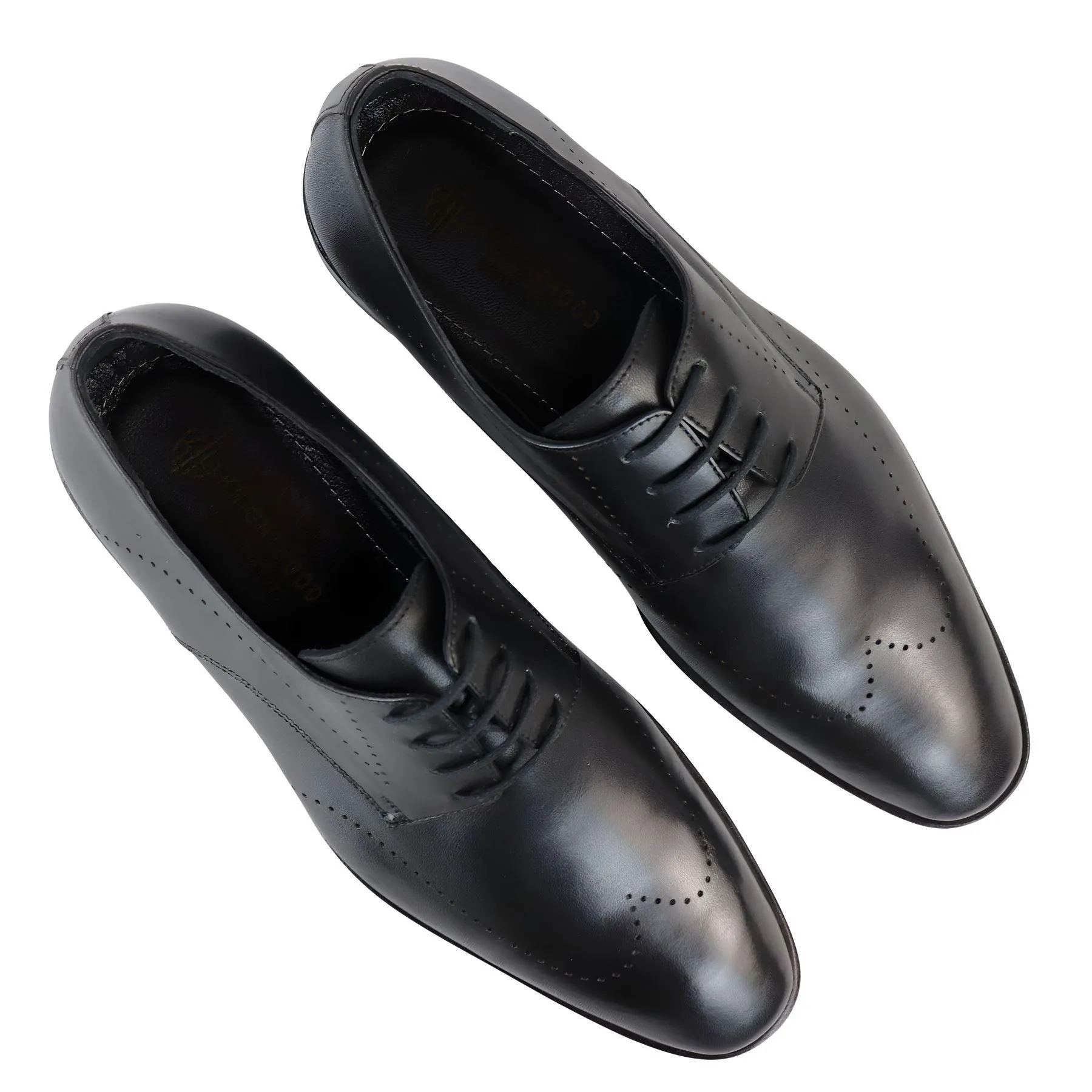 Men's Black Matt Derby Shoes Brogues Genuine Leather Formal Dress Shoe