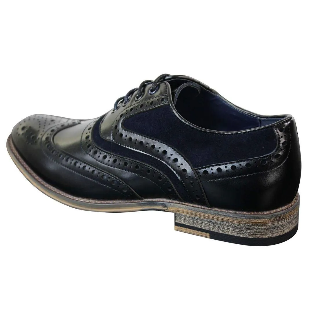 Mens Real Leather & Suede Laced Gatsby Brouges Smart Casual Designer Retro Shoes