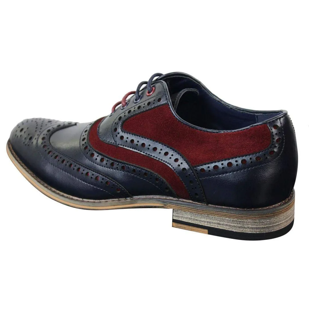 Mens Real Leather & Suede Laced Gatsby Brouges Smart Casual Designer Retro Shoes