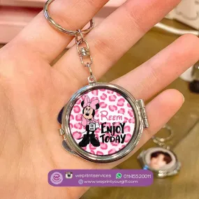 Metal Keychain -  With Inside Mirror - Minnie Mouse