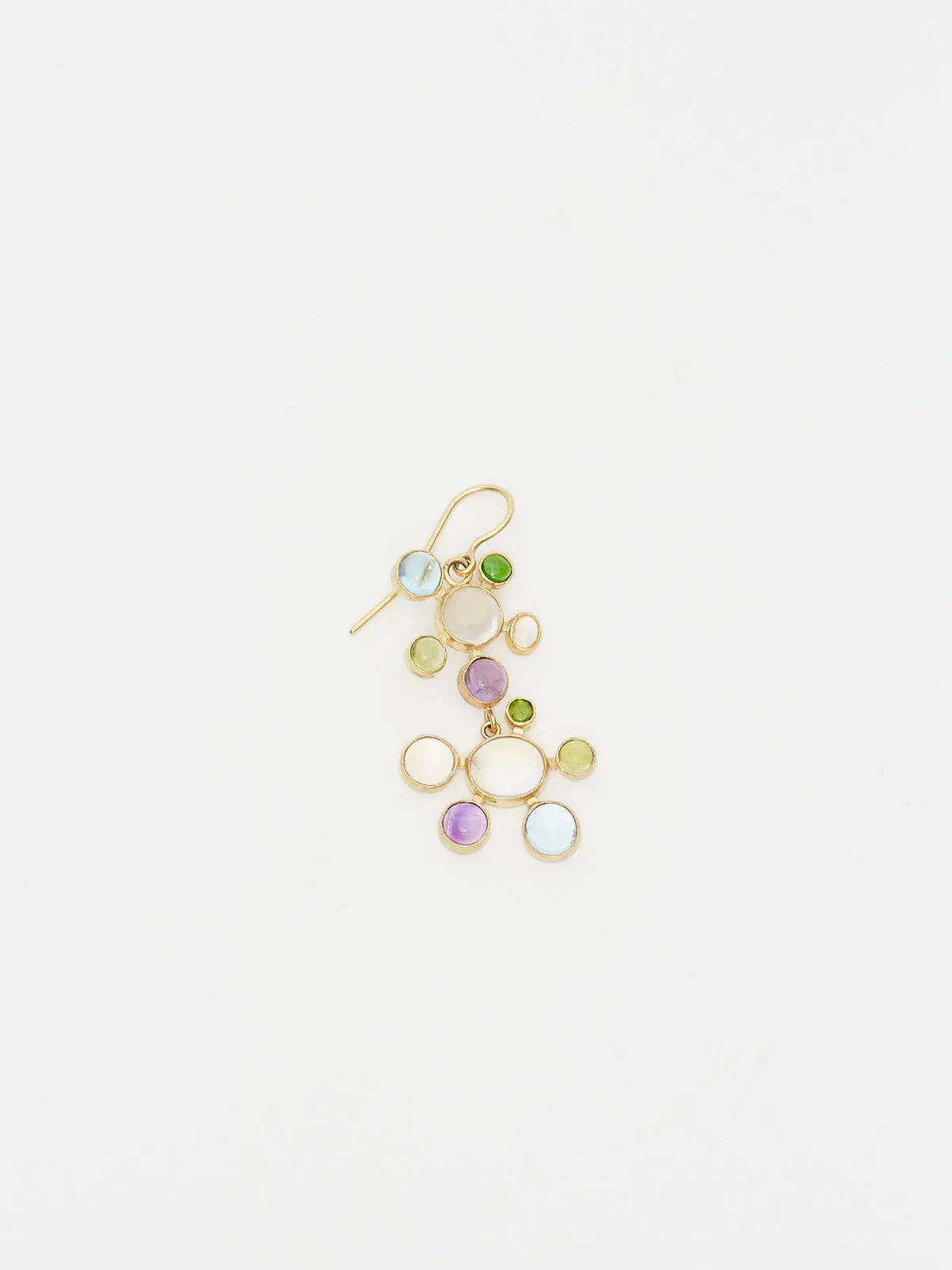 Moonstone and Gemstone Playful Earrings in 18k Yellow Gold