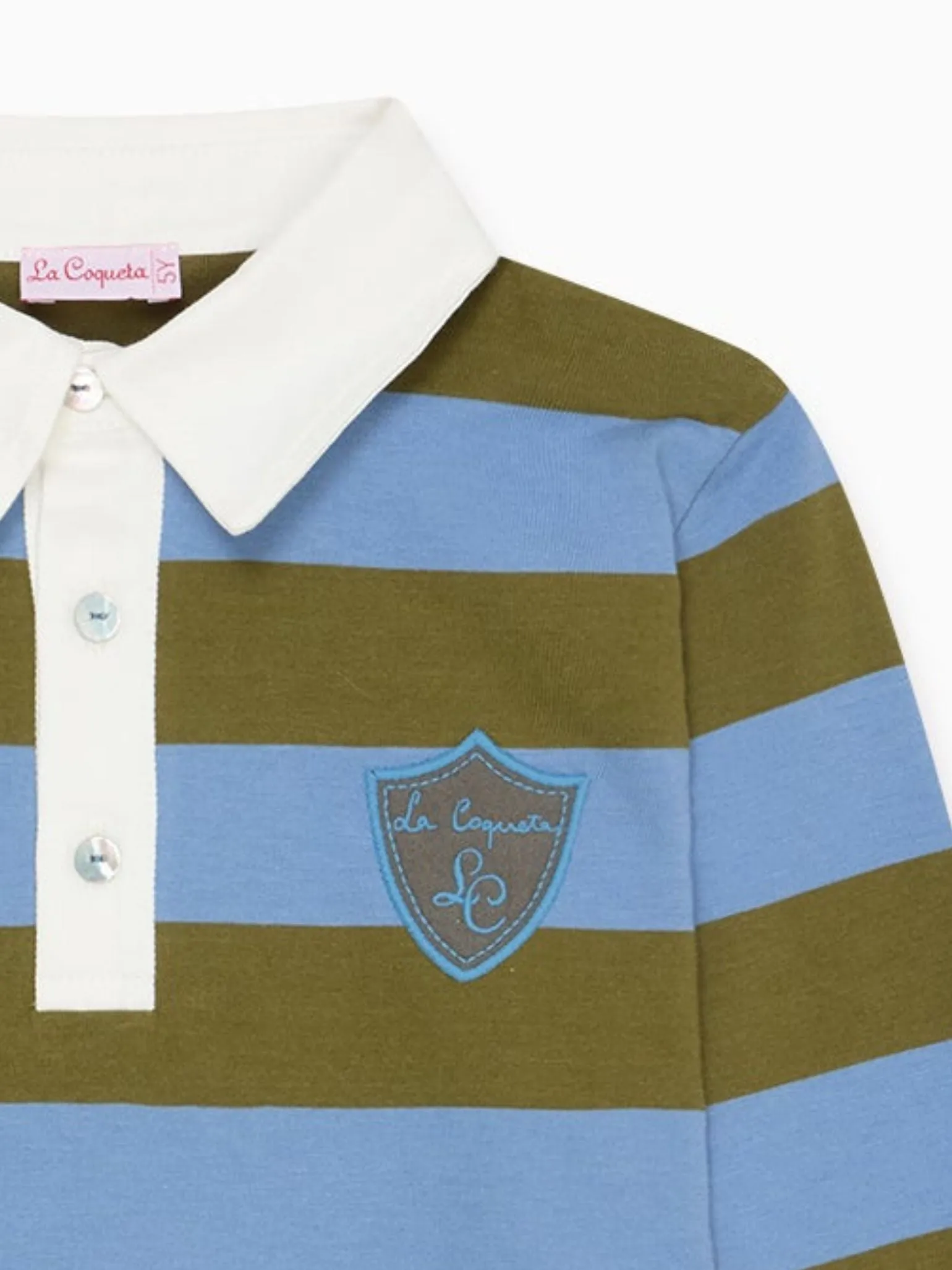 Olive Stripe Tijo Long Sleeve Boy Rugby Shirt