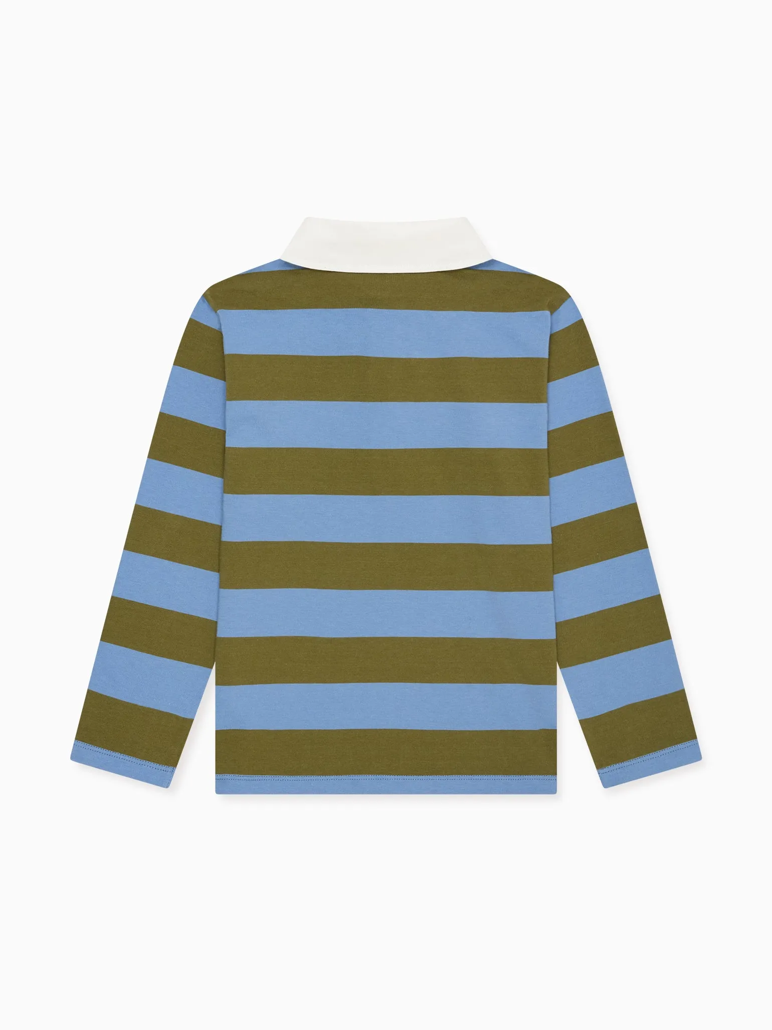 Olive Stripe Tijo Long Sleeve Boy Rugby Shirt