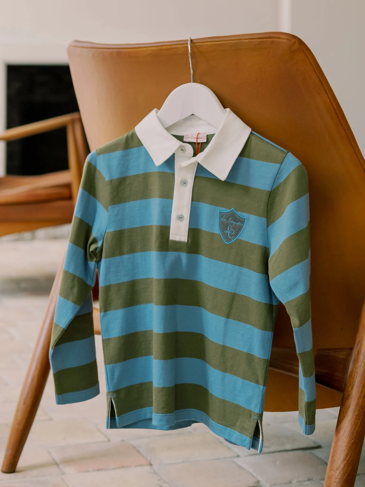 Olive Stripe Tijo Long Sleeve Boy Rugby Shirt