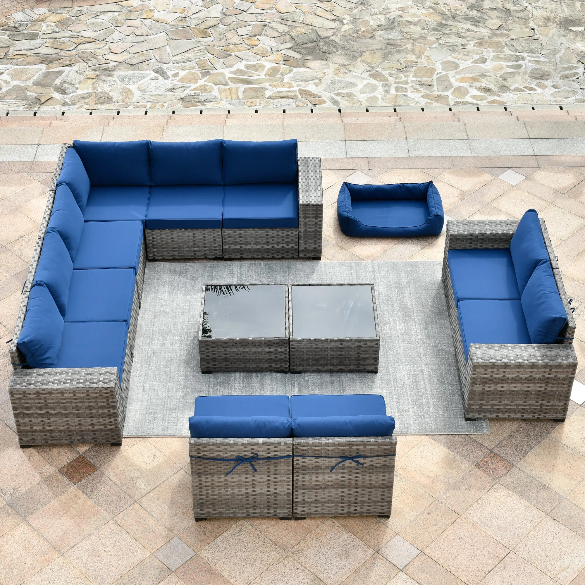 Ovios 12 Pieces Patio Conversation Set with 7.68'' Broad Handrails