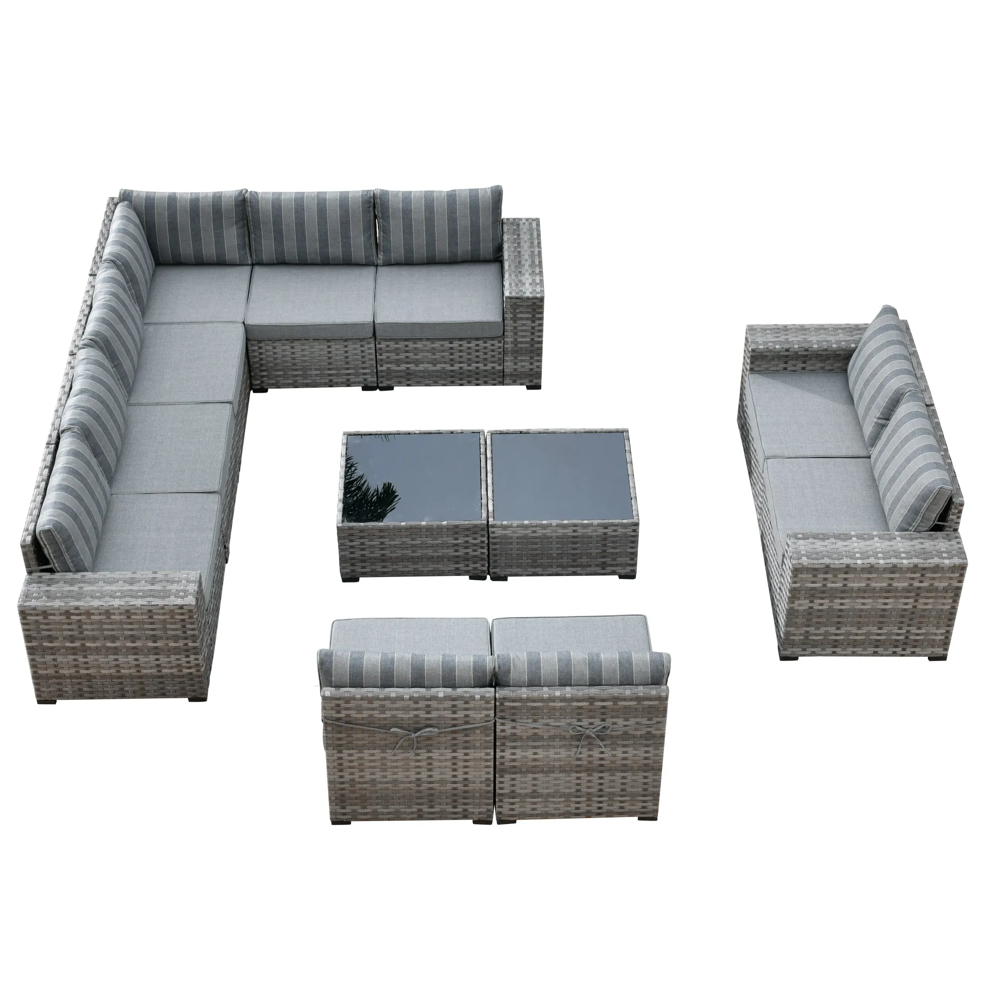 Ovios 12 Pieces Patio Conversation Set with 7.68'' Broad Handrails