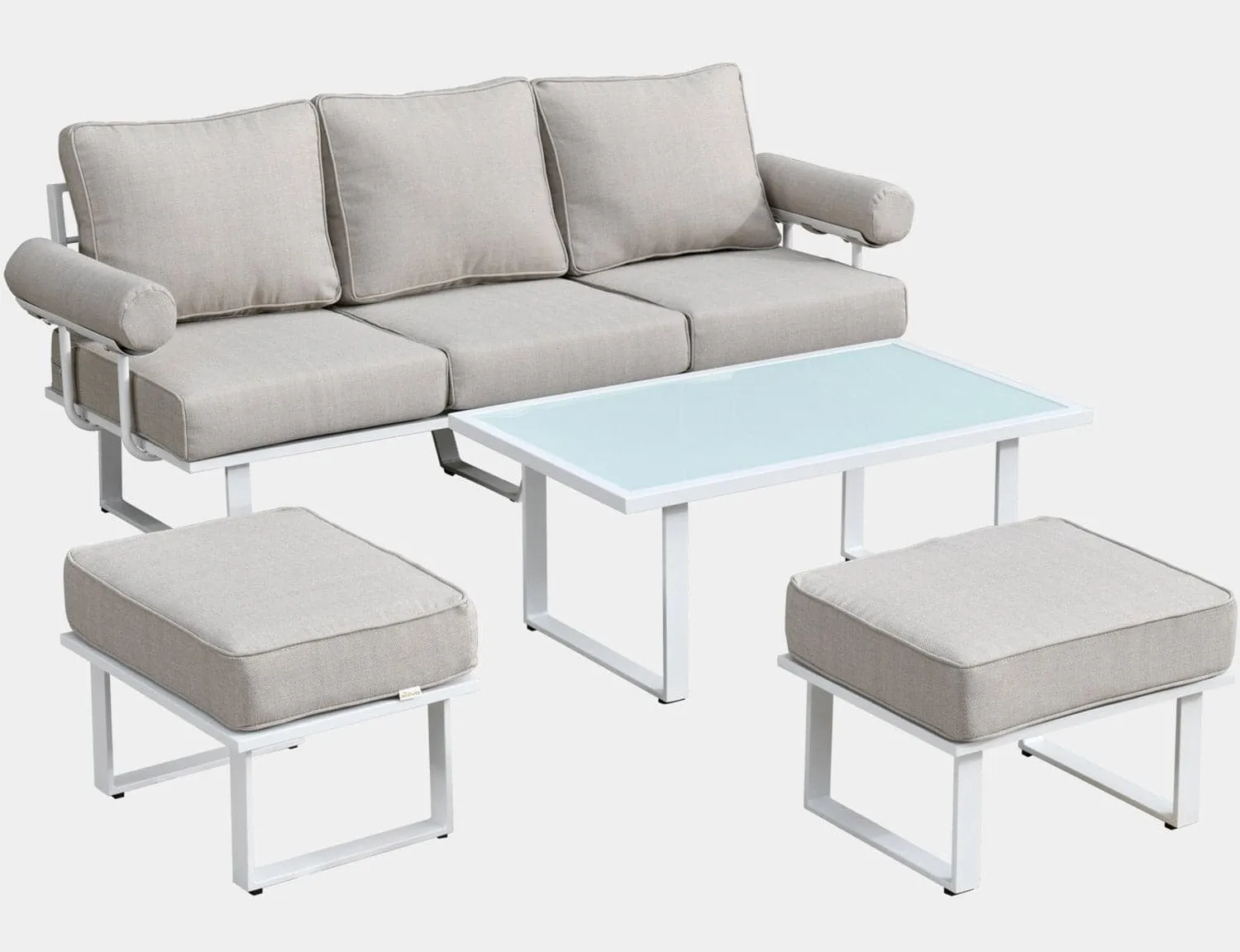 Ovios Aluminum Patio Furniture Set 6-Piece with Table and Ottoman