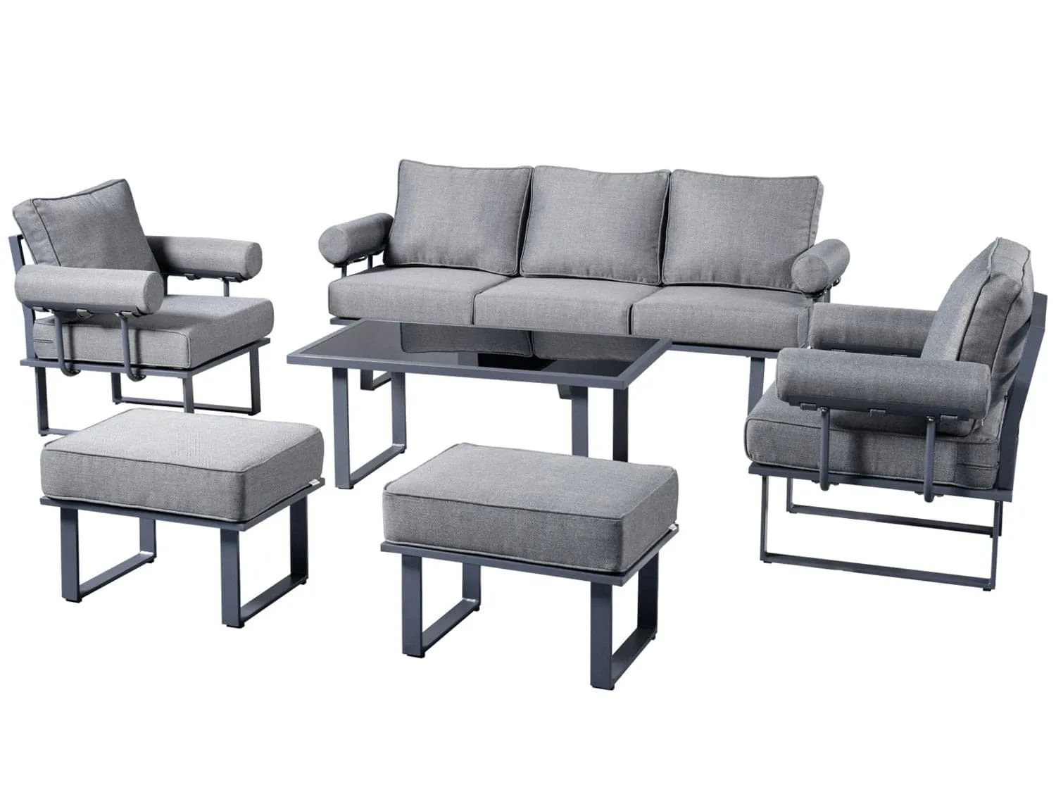 Ovios Aluminum Patio Furniture Set 6-Piece with Table and Ottoman