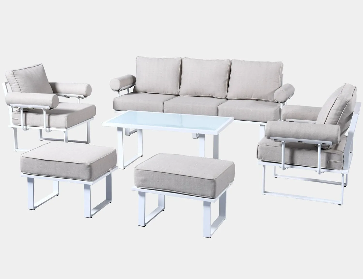 Ovios Aluminum Patio Furniture Set 6-Piece with Table and Ottoman