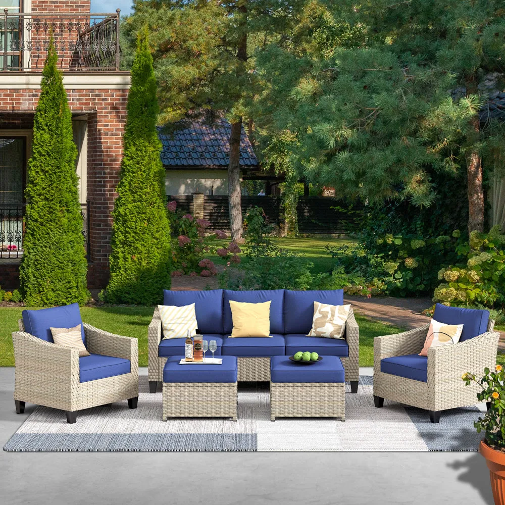 Ovios Athena Series Outdoor Patio Furniture Set 5-Piece with Cushions All Weather Wicker