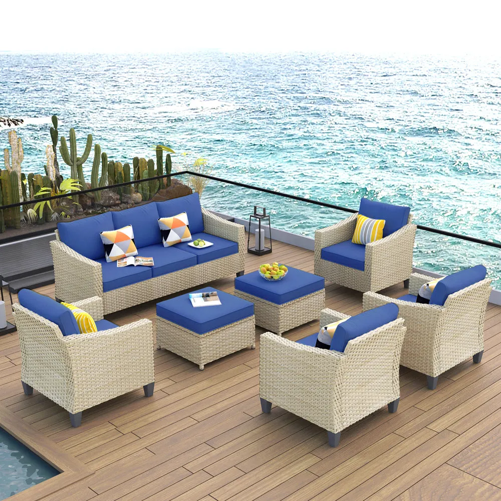 Ovios Athena Series Outdoor Patio Furniture Set 7-Piece with Cushions All Weather Wicker