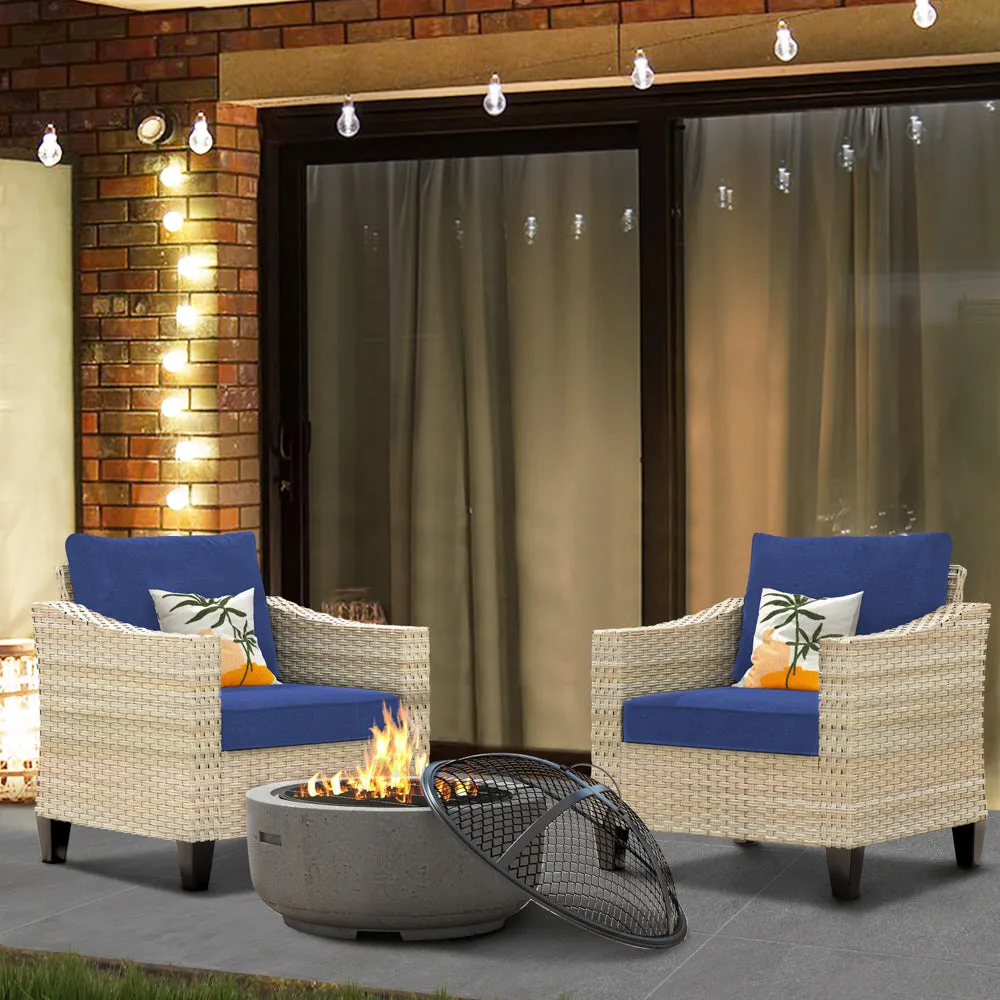 Ovios Athena Series Outdoor Patio Furniture Set with Fire Pit 3-Piece