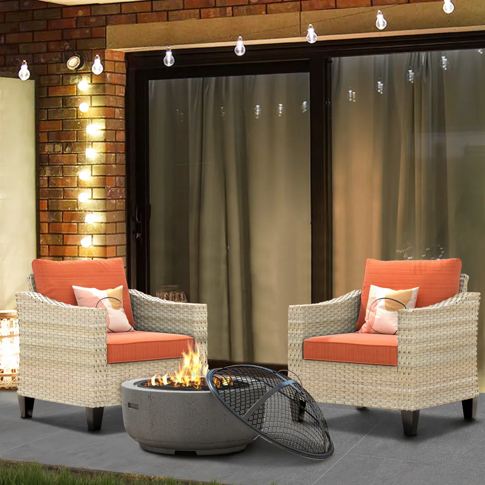 Ovios Athena Series Outdoor Patio Furniture Set with Fire Pit 3-Piece