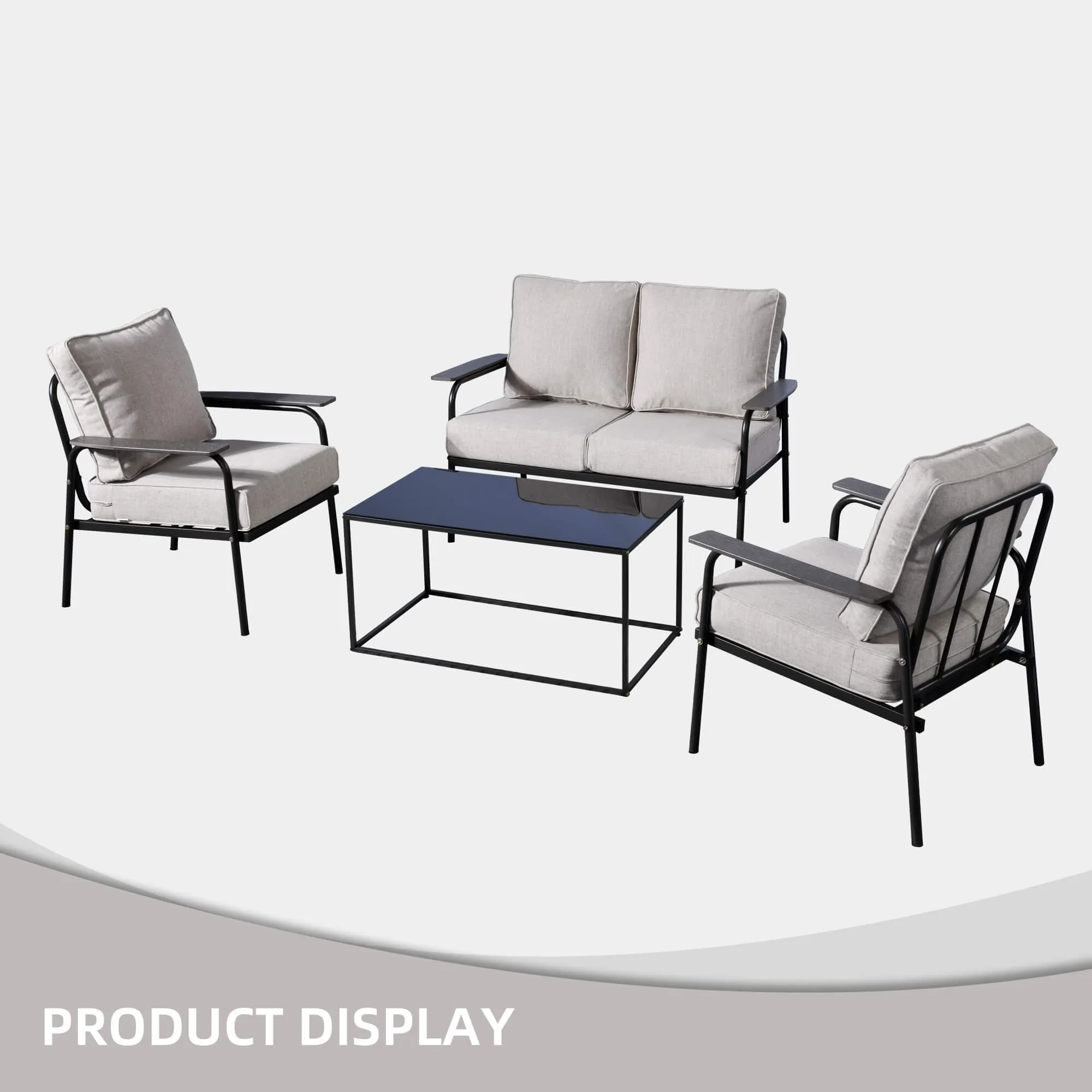 Ovios Outdoor Bistro Table Set 4 Piece with 5'' Cushion, Olefin Fabric