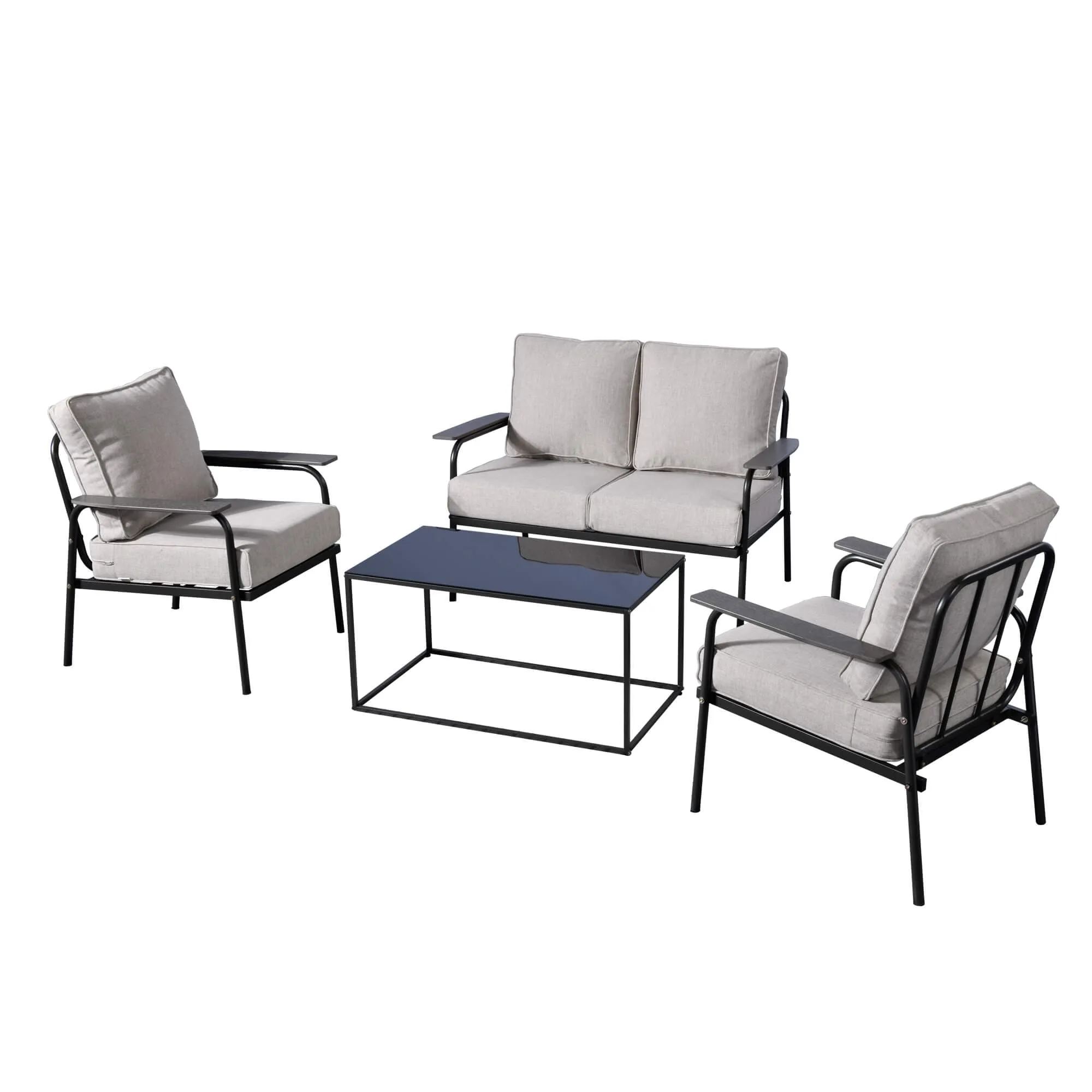 Ovios Outdoor Bistro Table Set 4 Piece with 5'' Cushion, Olefin Fabric