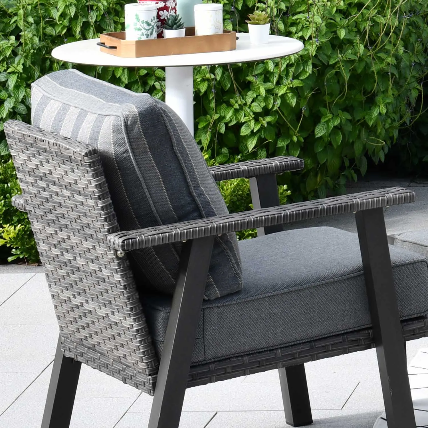 Ovios Patio Conversation Set 5 Piece with 2 Ottoman and 5'' Cushion, Olefin Fabric