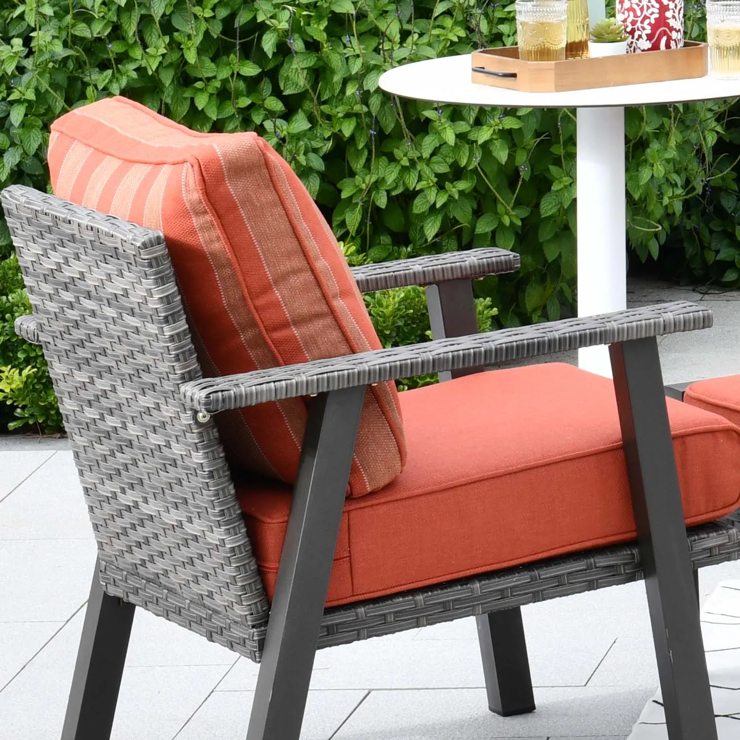 Ovios Patio Conversation Set 5 Piece with 2 Ottoman and 5'' Cushion, Olefin Fabric