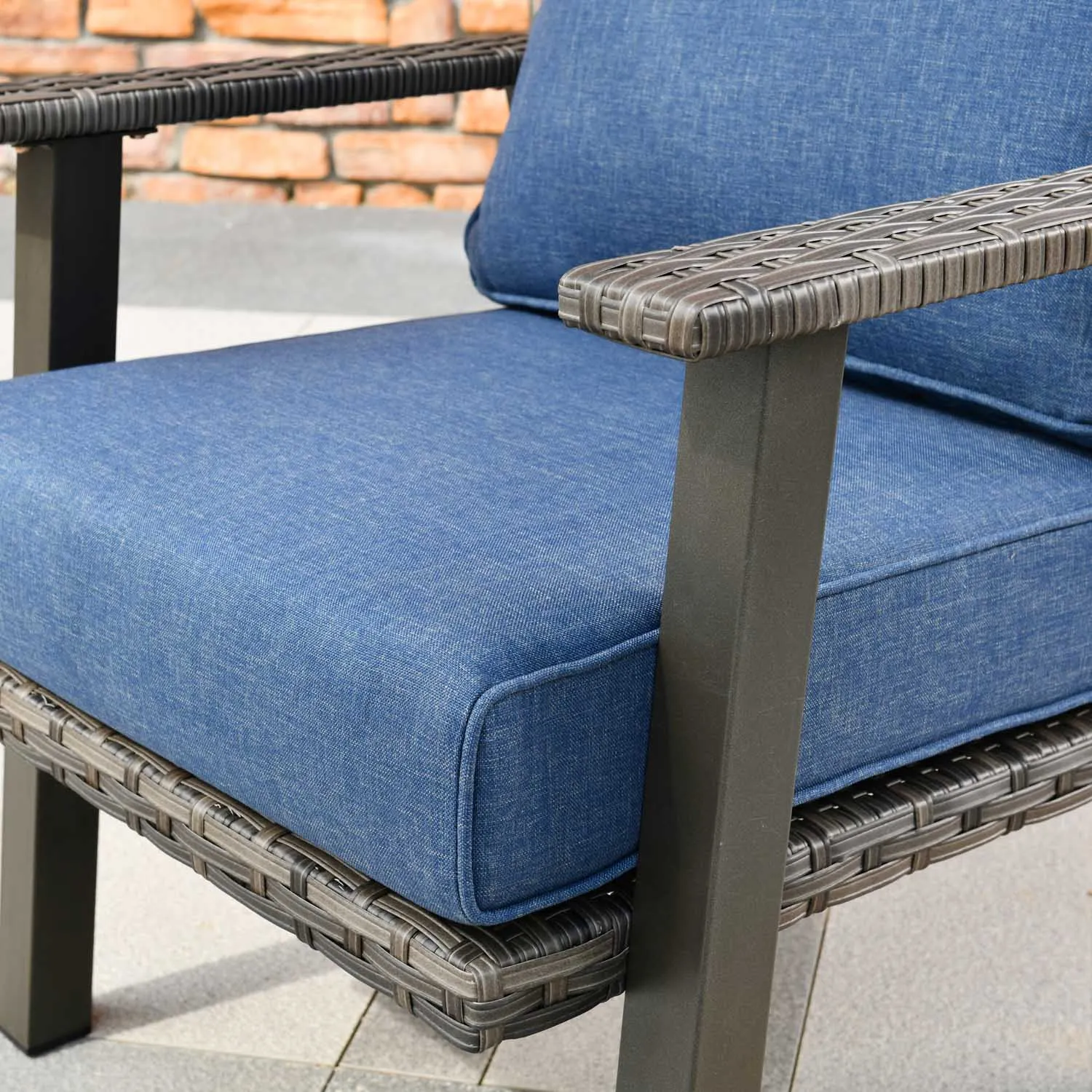 Ovios Patio Conversation Set 5 Piece with 2 Ottoman and 5'' Cushion, Olefin Fabric