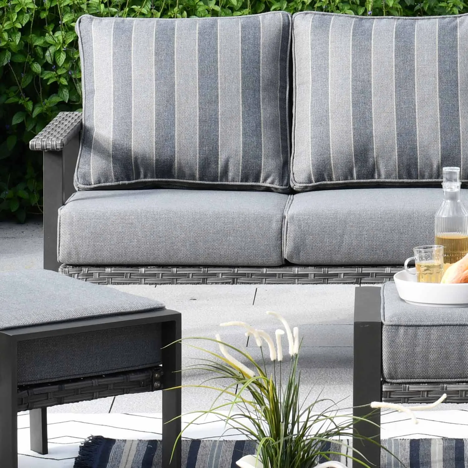 Ovios Patio Conversation Set 5 Piece with 2 Ottoman and 5'' Cushion, Olefin Fabric