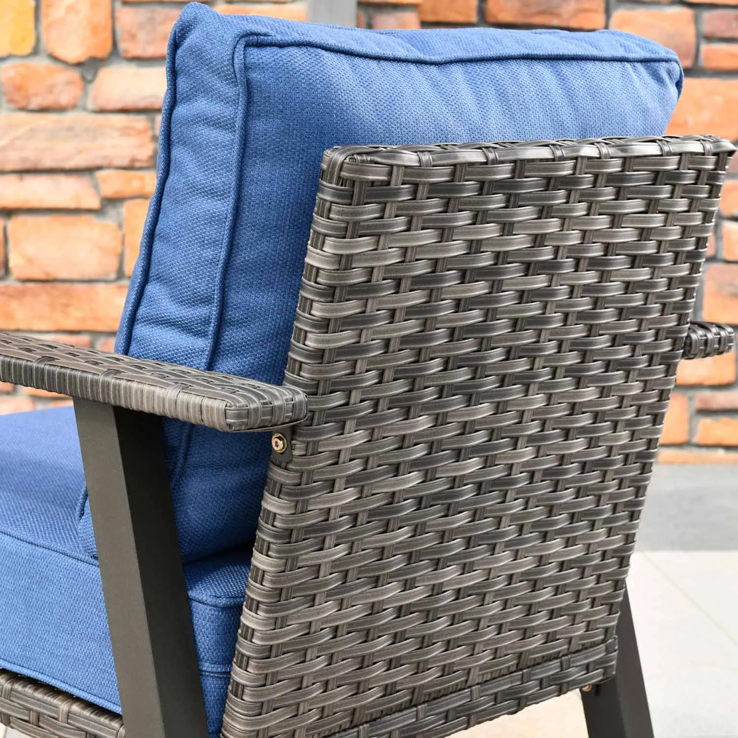 Ovios Patio Conversation Set 5 Piece with 2 Ottoman and 5'' Cushion, Olefin Fabric